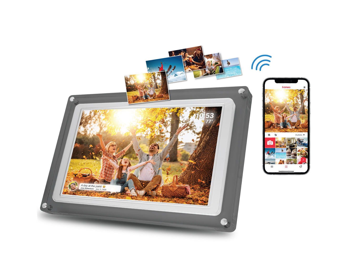 MNDPF101CLR 10.1" Smart Photo Frame with Frameo (White/Smoke)