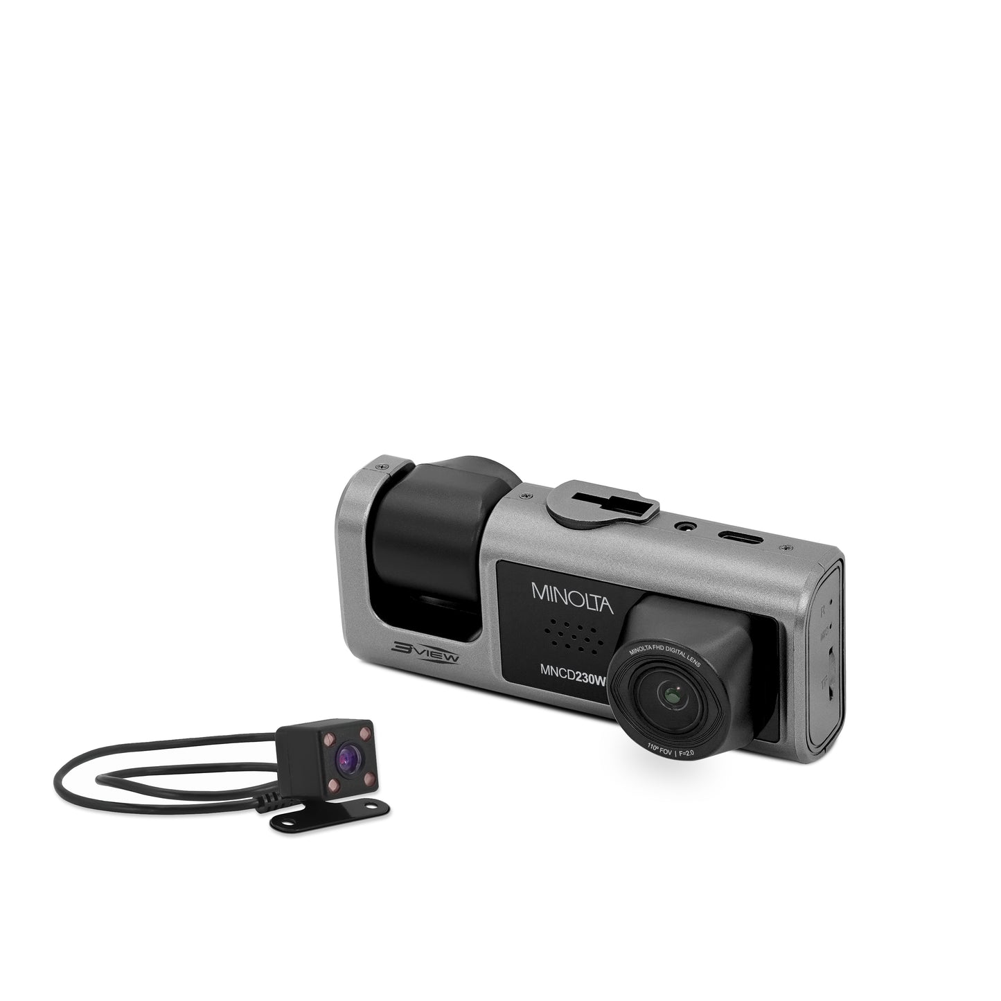 3VIEW® MNCD230WT 1080P Dash Camera w/3-Channel Recording with WiFi