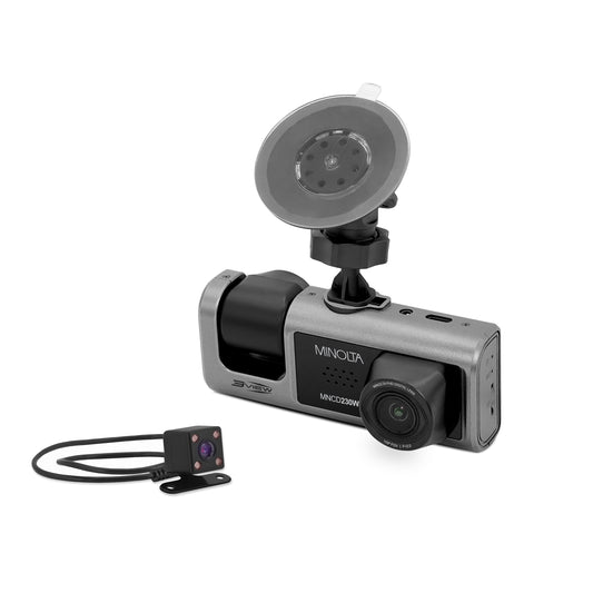 3VIEW® MNCD230WT 1080P Dash Camera w/3-Channel Recording with WiFi