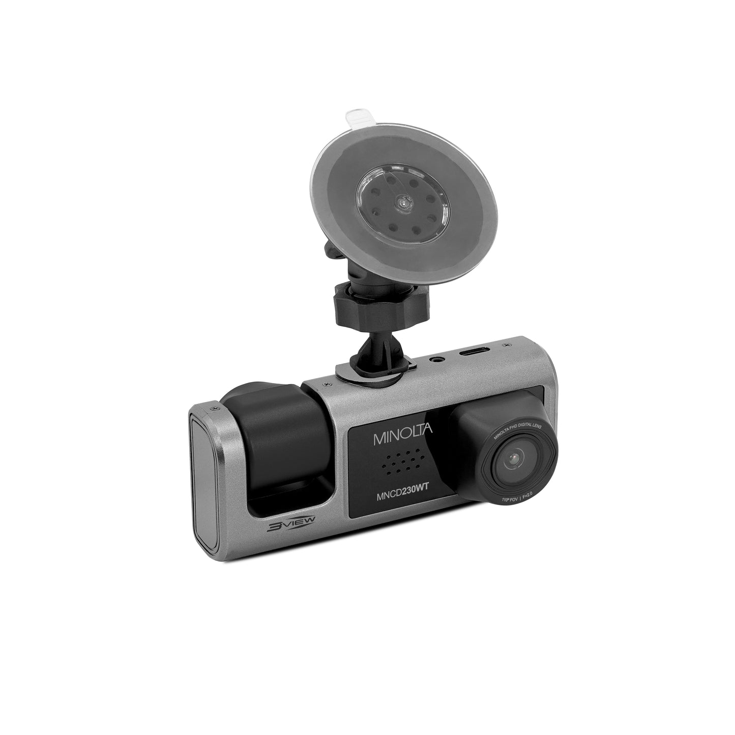 3VIEW® MNCD230WT 1080P Dash Camera w/3-Channel Recording with WiFi