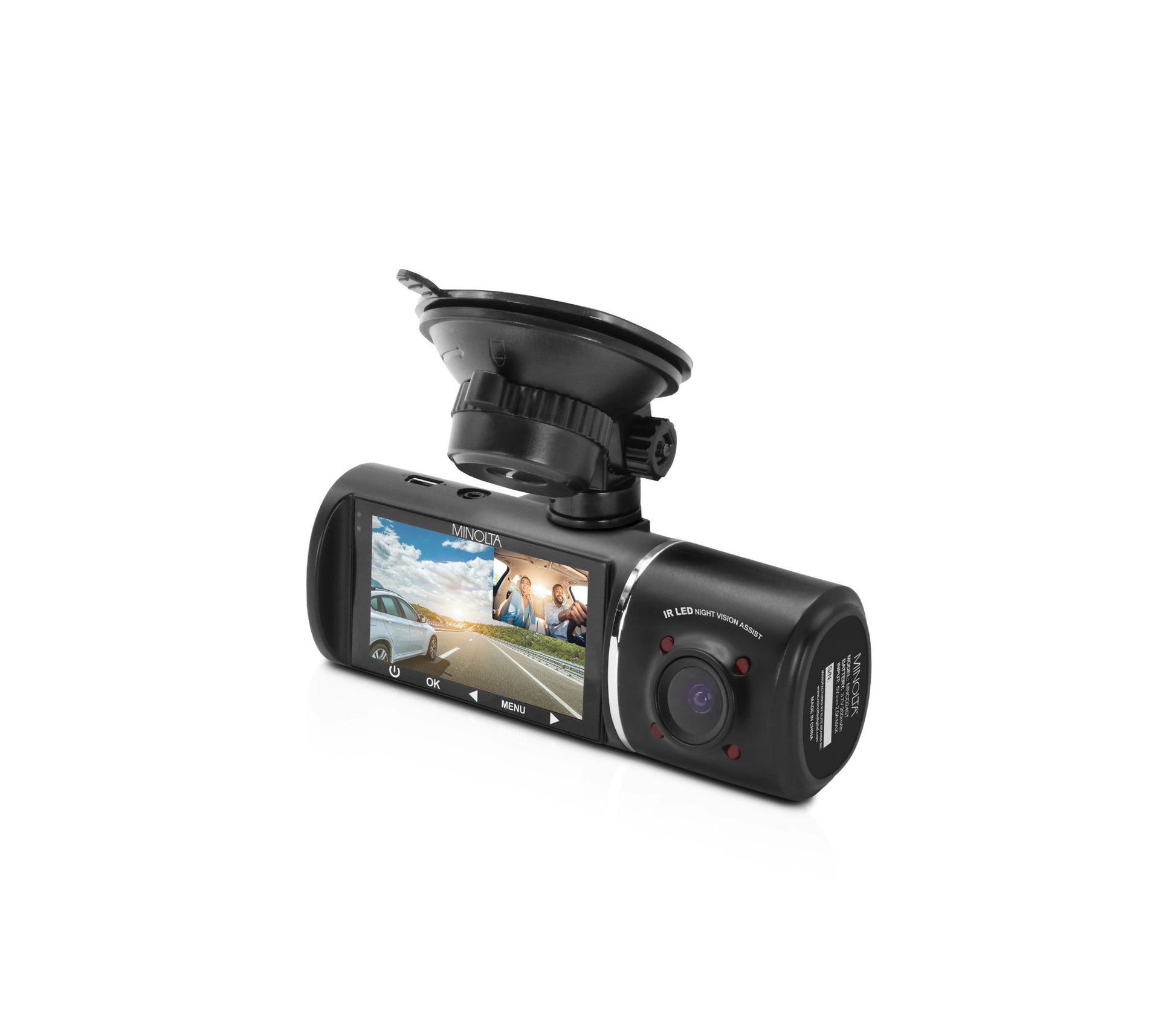 Minolta MNCD410T FHD Front & Rear View Dash Camera with 3-Ch Recording,  Black MNCD410T-BK